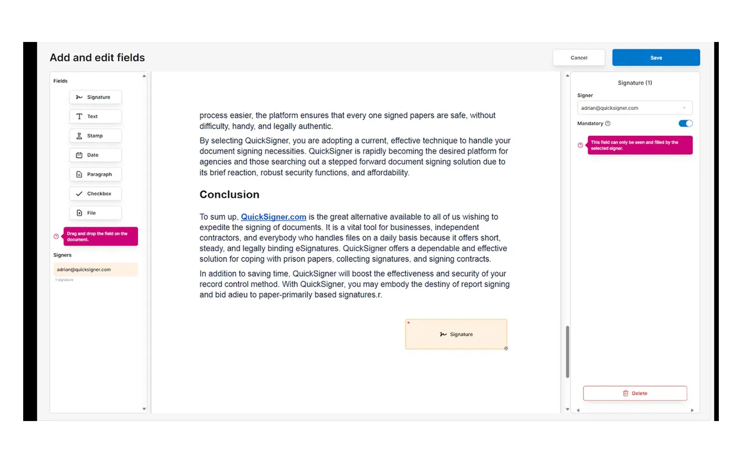 QuickSigner screenshot 2