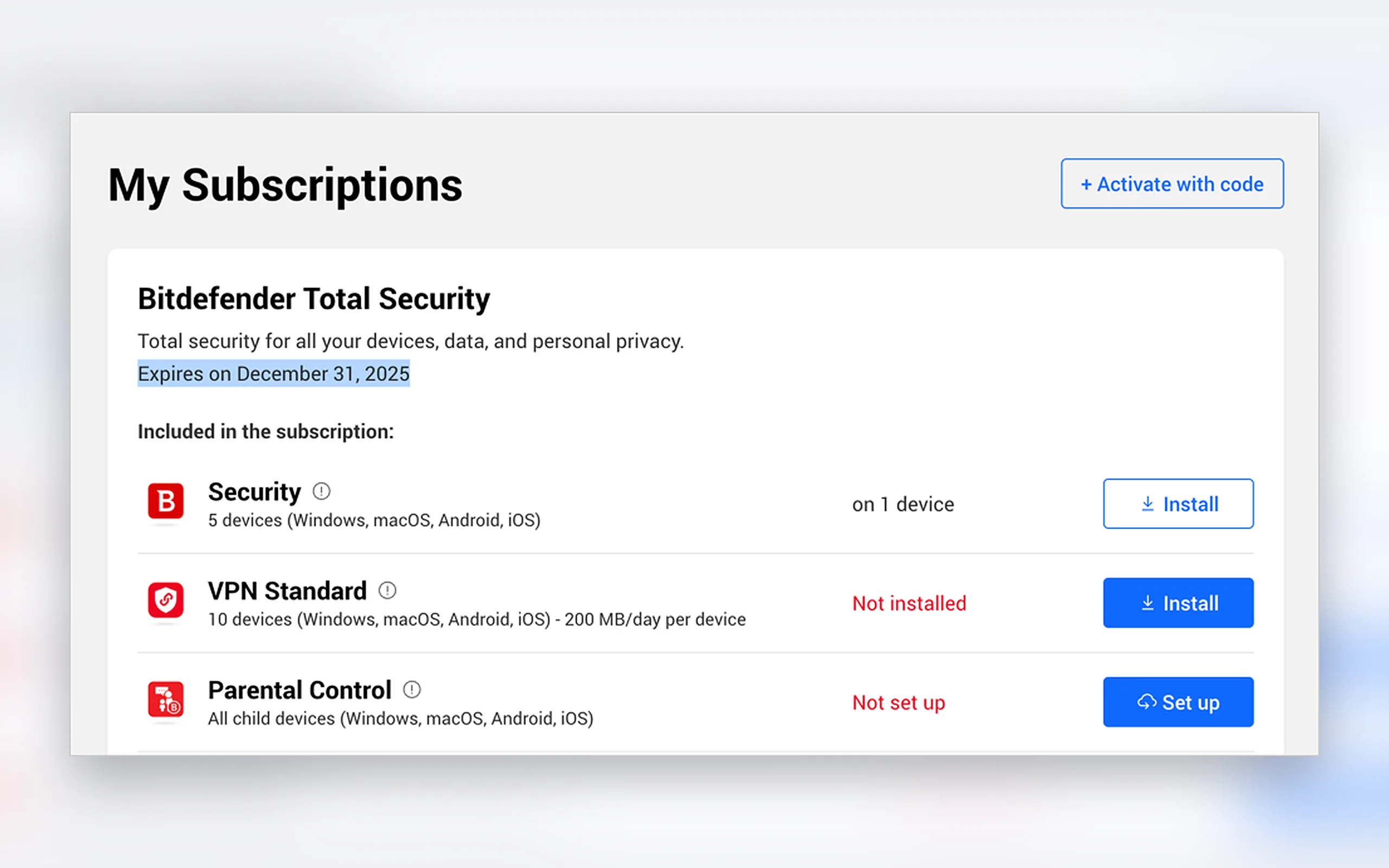 Bitdefender Central screenshot 4